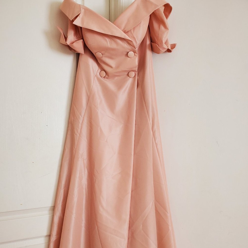 Elegant Pink Off-Shoulder Wedding Dress